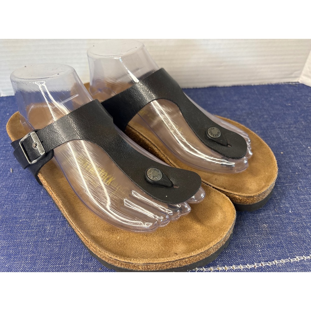 Birkenstock Gizeh Black Birko-Flor Thong Sandals Womens 40 L9 M7 Cork Footbed